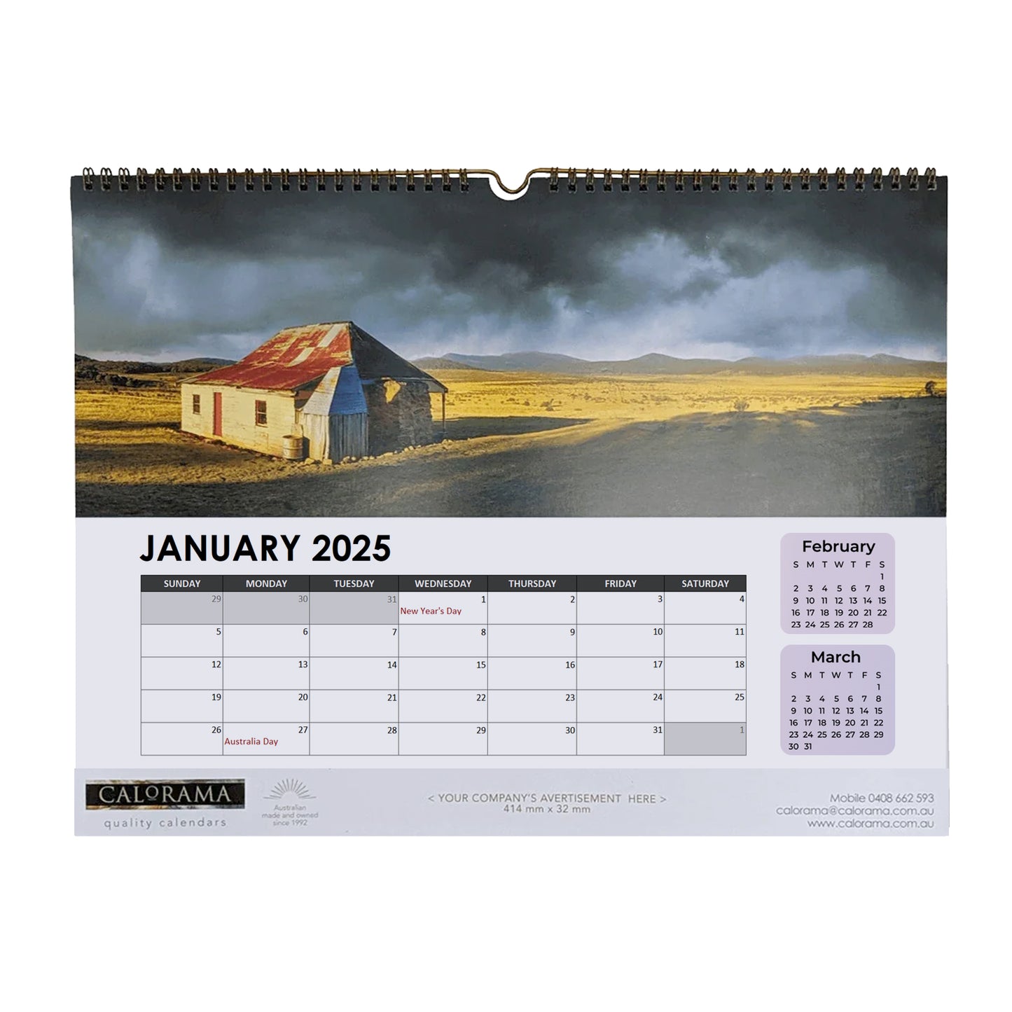 Small Australian Panoramic Wall Calendars
