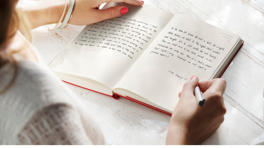 a person writing on a diary